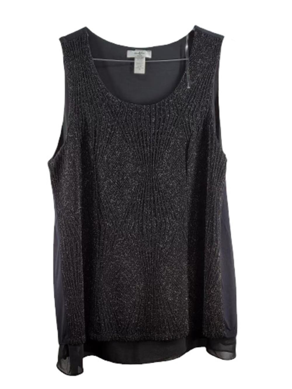 Moa Moa Woman Black Embellished Beaded Sleeveless Blouse Women's Size 1X